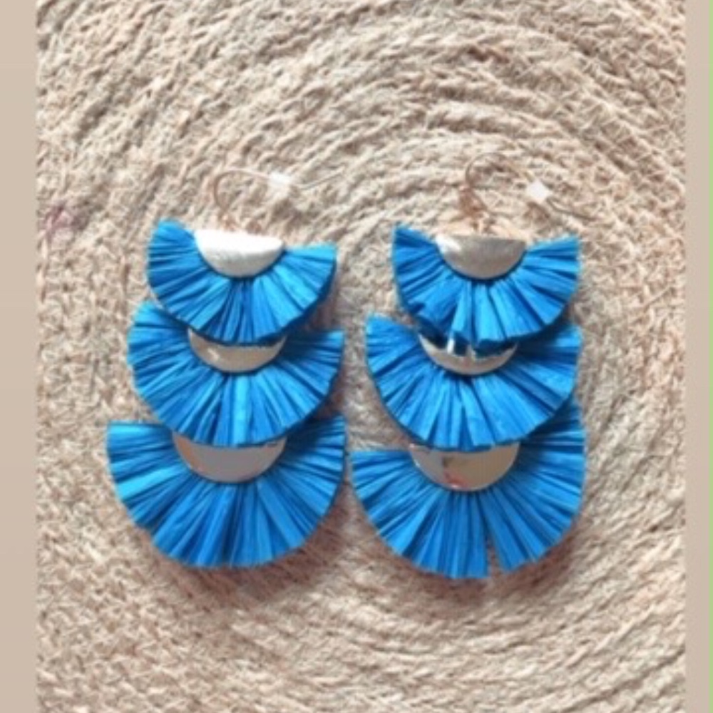 Blue 3-Tiered Earrings